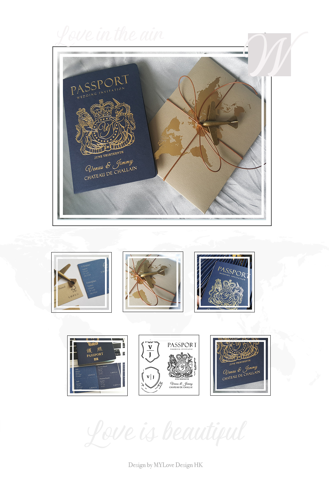 bepoke passport style destination wedding invitation