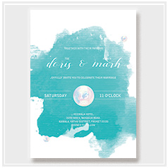 personalized handdrawn watercolor sea theme pearl wedding invitation card hong kong