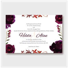 burgundy hong kong wedding invitation rustic rose 