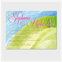 personalized handdrawn watercolor blue and green wedding invitation card hong kong