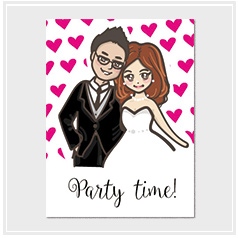 personalized handdrawn couple portrait watercolor style illustration drawing invitation card hong kong