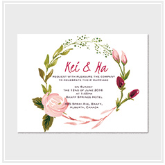 personalized handdrawn watercolor garden pink and rosewood roses wedding invitation card hong kong