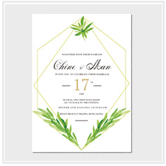 personalized handdrawn watercolor leaves garden wedding invitation card hong kong