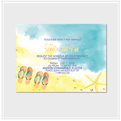 personalized handdrawn watercolor sea and beach theme wedding invitation card hong kong