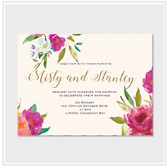 personalized handdrawn watercolor garden flower wedding invitation card hong kong