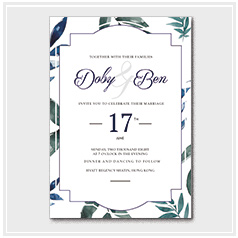 personalized handdrawn garden leaves wedding invitation card hong kong