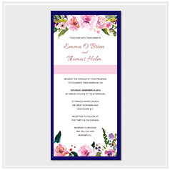 personalized handdrawn garden pink navy blue flower wedding invitation card hong kong