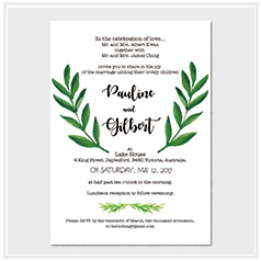personalized handdrawn watercolor garden leaves wedding invitation card hong kong