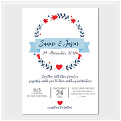 personalized  french blue and red garden flower wedding invitation card hong kong