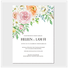 personalized handdrawn watercolor garden flower wedding invitation card hong kong