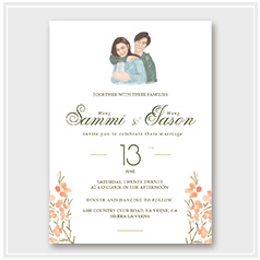 personalized handdrawn portrait drawing couples garden flower wedding invitation card hong kong
