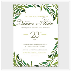 personalized handdrawn watercolor garden leaves wedding invitation card hong kong