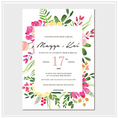 personalized handdrawn watercolor garden flower wedding invitation card hong kong