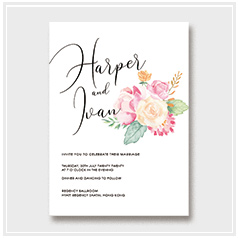 personalized handdrawn watercolor garden flower wedding invitation card hong kong