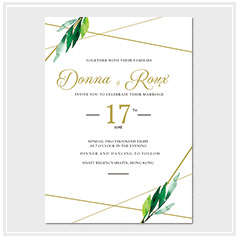 personalized handdrawn watercolor garden leaves wedding invitation card hong kong