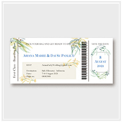 personalized handdrawn watercolor wedding ticket theme invitation card hong kong