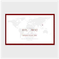 personalized destination travel map theme wedding invitation card hong kong