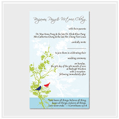 personalized handdrawn love birds garden flower wedding invitation card hong kong