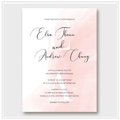 personalized handdrawn watercolor pink wedding invitation card hong kong