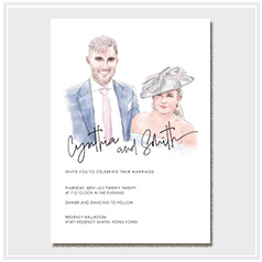 wedding invitation handdrawn portrait watercolor