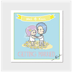 personalized handdrawn couple portrait wedding invitation card hong kong
