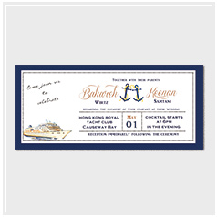 personalized handdrawn watercolor destination travel yacht wedding invitation card hong kong