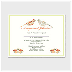 personalized handdrawn love birds  garden flower wedding invitation card hong kong