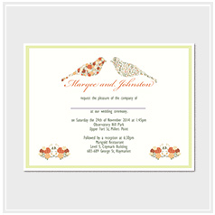 personalized handdrawn love birds  garden flower wedding invitation card hong kong