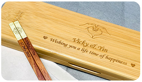 personalized engrave chopsticks for wedding events and corporate gifts